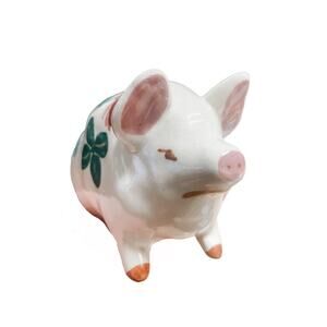 Porcelain Pig Figurine Hand Painted Clover Pottery